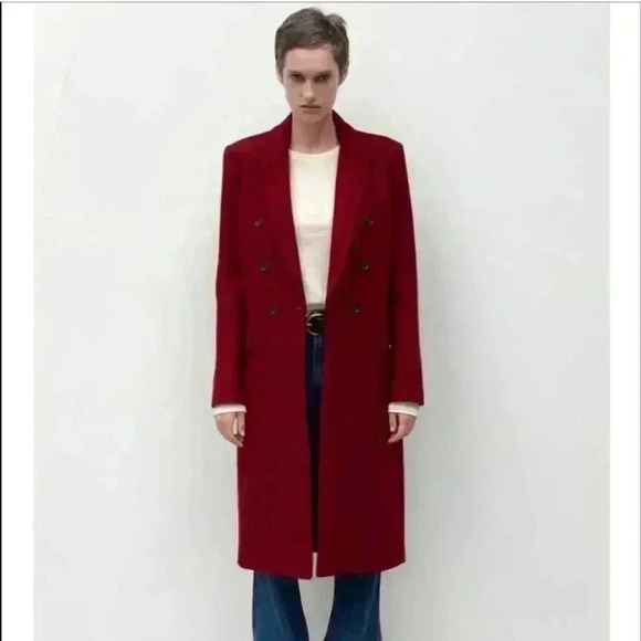 ✨SALE Zara Double Breasted Wool Blend Coat Manteco Size M - Picture 4 of 11